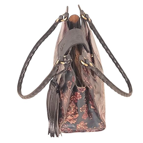 Patricia Nash Leather Rienzo Satchel Fall Tapestry Purse - Picture 6 of 9